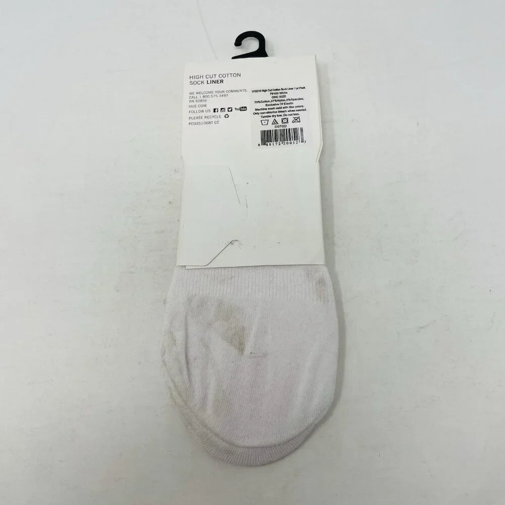 Hue Womens One‎ Size Fits Most High Cut Cotton Resort Liner Socks in White 1077